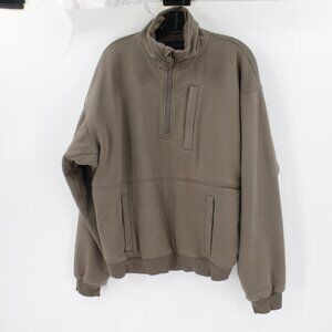 CC Filson Sweatshirt Mens medium Olive Heavy Waffle Lined 1/2 Zip Thermal pocket